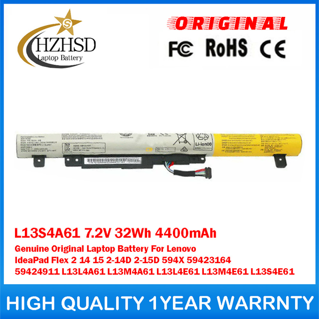 L13S4A61 7.2V 32Wh 4400mAh Genuine Original Laptop Battery For Lenovo IdeaPad Flex 2 14 15 2-14D 2-15D 594X 59423164 59424911 L13L4A61 L13M4A61 L13L4E61 L13M4E61 L13S4E61