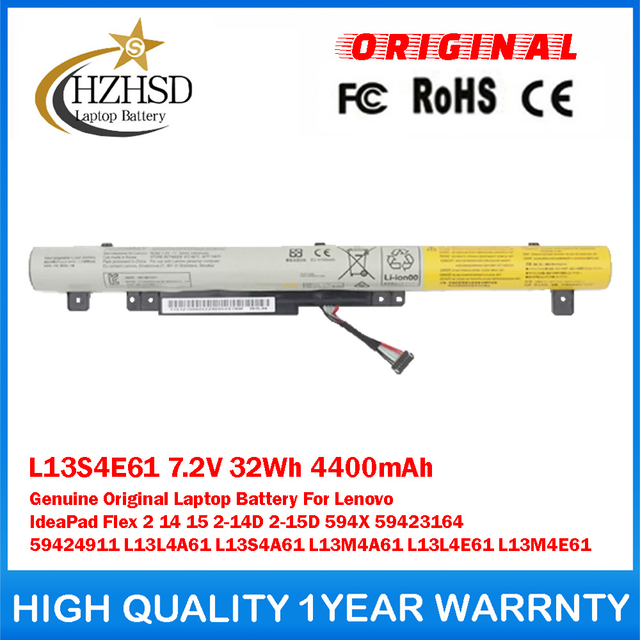 L13S4E61 7.2V 32Wh 4400mAh Genuine Original Laptop Battery For Lenovo IdeaPad Flex 2 14 15 2-14D 2-15D 594X 59423164 59424911 L13L4A61 L13S4A61 L13M4A61 L13L4E61 L13M4E61
