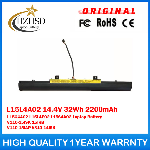 L15L4A02 14.4V 32Wh 2200mAh L15C4A02 L15L4E02 L15S4A02 Genuine Original Laptop Battery For Lenovo IdeaPad V110-15ISK V110-15IKB V110-15IAP V310-14ISK