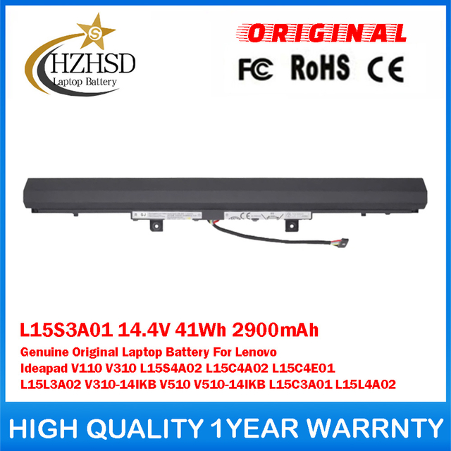 L15S3A01 14.4V 41Wh 2900mAh Genuine Original Laptop Battery For Lenovo Ideapad V110 V310 L15S4A02 L15C4A02 L15C4E01 L15L3A02 V310-14IKB V510 V510-14IKB L15C3A01 L15L4A02