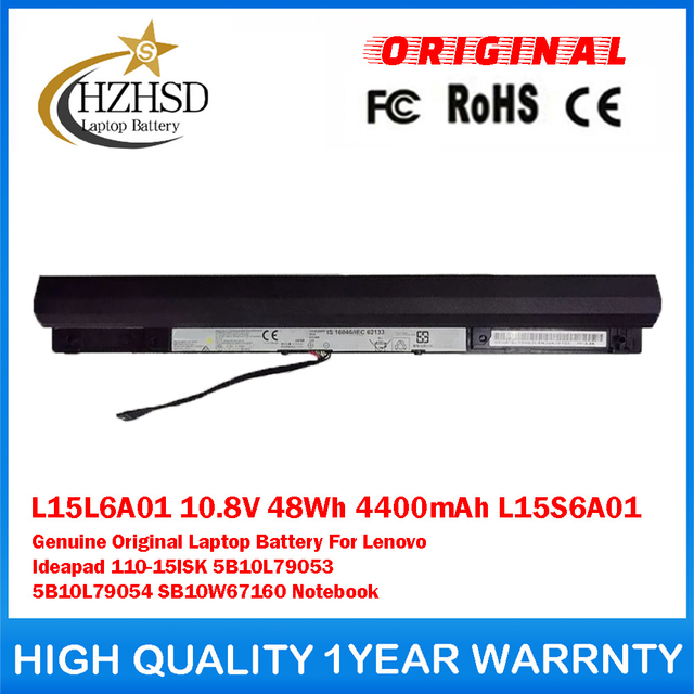 L15L6A01 10.8V 48Wh 4400mAh L15S6A01 Genuine Original Laptop Battery For Lenovo Ideapad 110-15ISK 5B10L79053 5B10L79054 SB10W67160 Notebook