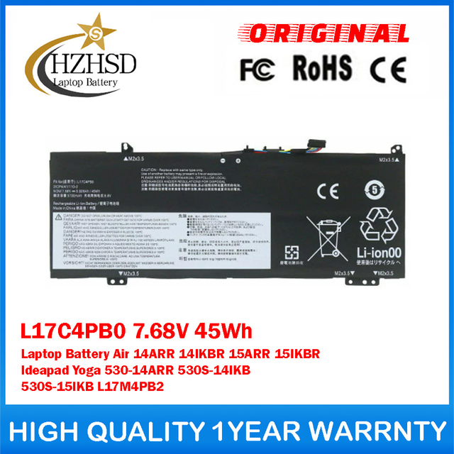L17C4PB0 7.68V 45Wh Genuine Original Laptop Battery For Lenovo Xiaoxin Air 14ARR 14IKBR 15ARR 15IKBR Ideapad Yoga 530-14ARR 530S-14IKB 530S-15IKB L17M4PB2