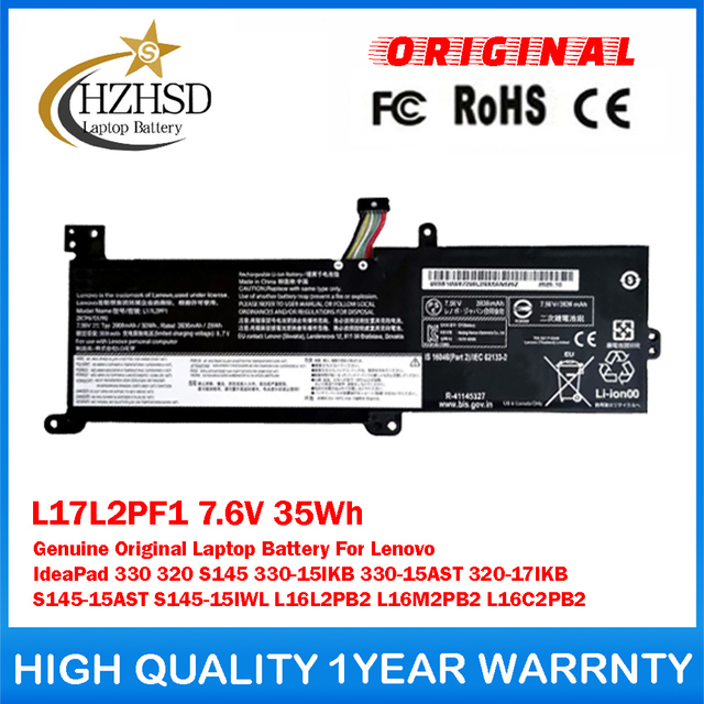 L17L2PF1 7.6V 35Wh Genuine Original Laptop Battery For Lenovo IdeaPad 330 320 S145 330-15IKB 330-15AST 320-17IKB S145-15AST S145-15IWL L16L2PB2 L16M2PB2 L16C2PB2