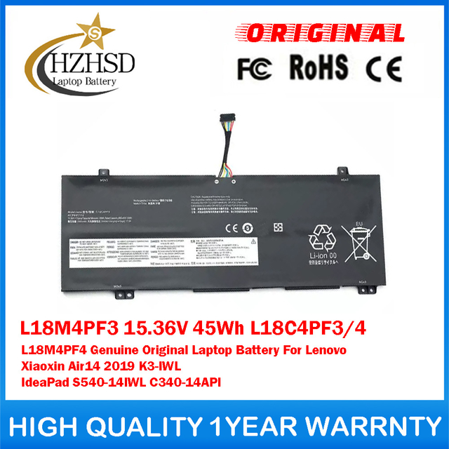 L18M4PF3 15.36V 45Wh L18C4PF3/4 L18M4PF4 Genuine Original Laptop Battery For Lenovo Xiaoxin Air14 2019 K3-IWL IdeaPad S540-14IWL C340-14API