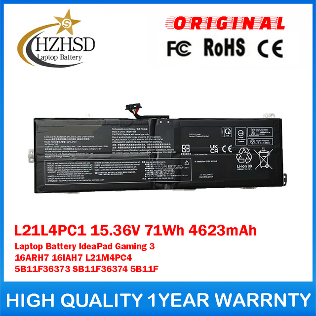 L21L4PC1 15.36V 71Wh 4623mAh Genuine Original Laptop Battery For Lenovo IdeaPad Gaming 3 16ARH7 16IAH7 L21M4PC4 5B11F36373 SB11F36374 5B11F