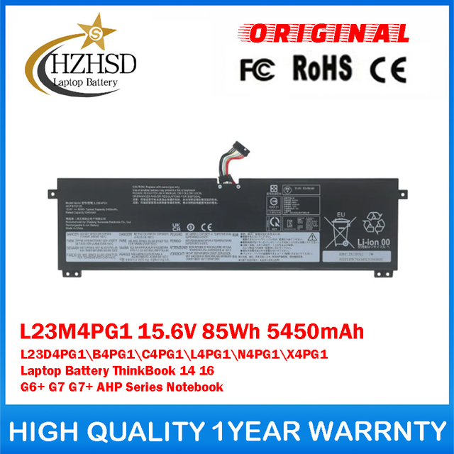 L23M4PG1 15.6V 85Wh 5450mAh L23D4PG1 L23B4PG1 L23C4PG1 L23L4PG1 L23N4PG1 L23X4PG1 Genuine Original Laptop Battery For Lenovo ThinkBook 14 16 G6+ G7 G7+ AHP Series Notebook
