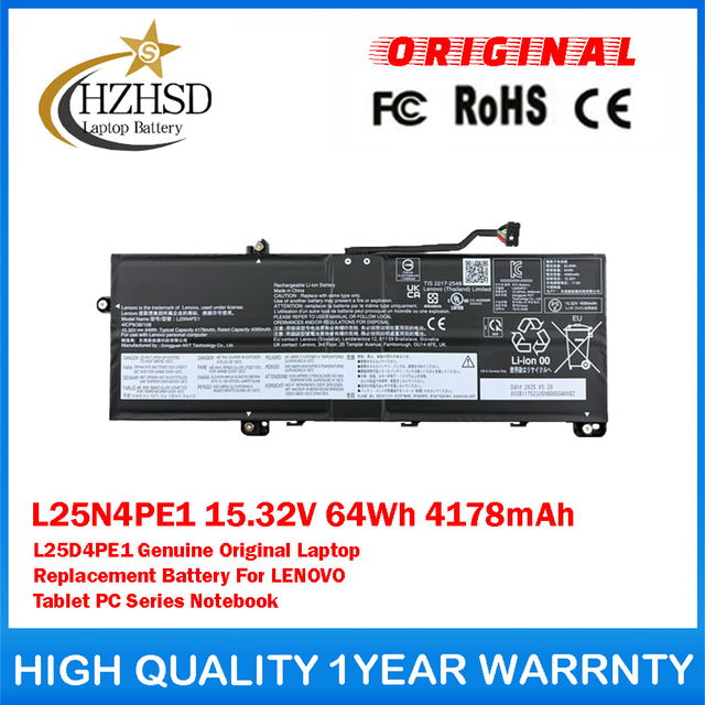 L25N4PE1 15.32V 64Wh 4178mAh L25D4PE1 Genuine Original Laptop Replacement Battery For LENOVO Tablet PC Series Notebook