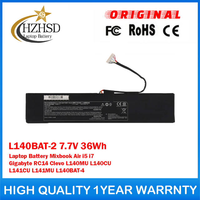 L140BAT-2 7.7V 36Wh Genuine Original Laptop Battery For Thunderobot 911 Mixbook Air i5 i7 Gigabyte RC14 Clevo L140MU L140CU L141CU L141MU L140BAT-4