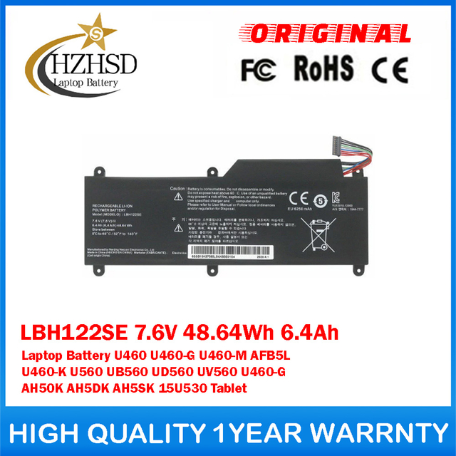 LBH122SE 7.6V 48.64Wh 6.4Ah Genuine Original Laptop Battery For LG U460 U460-G U460-M AFB5L U460-K U560 UB560 UD560 UV560 U460-G AH50K AH5DK AH5SK 15U530 Tablet
