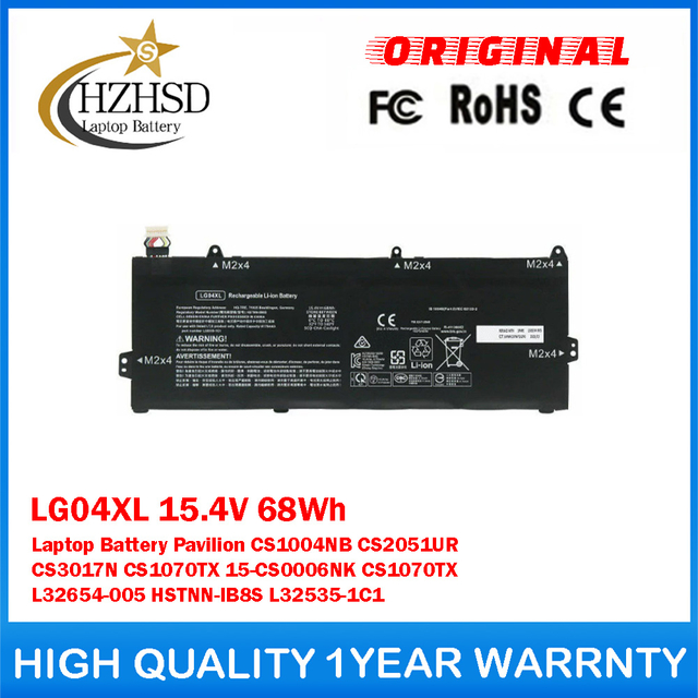 LG04XL 15.4V 68Wh Genuine Original Laptop Battery For HP Pavilion CS1004NB CS2051UR CS3017N CS1070TX 15-CS0006NK CS1070TX L32654-005 HSTNN-IB8S L32535-1C1