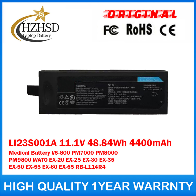 LI23S001A 11.1V 48.84Wh 4400mAh Replacement Medical Battery For Mindray VS-800 PM7000 PM8000 PM9800 WATO EX-20 EX-25 EX-30 EX-35 EX-50 EX-55 EX-60 EX-65 RB-L114R4