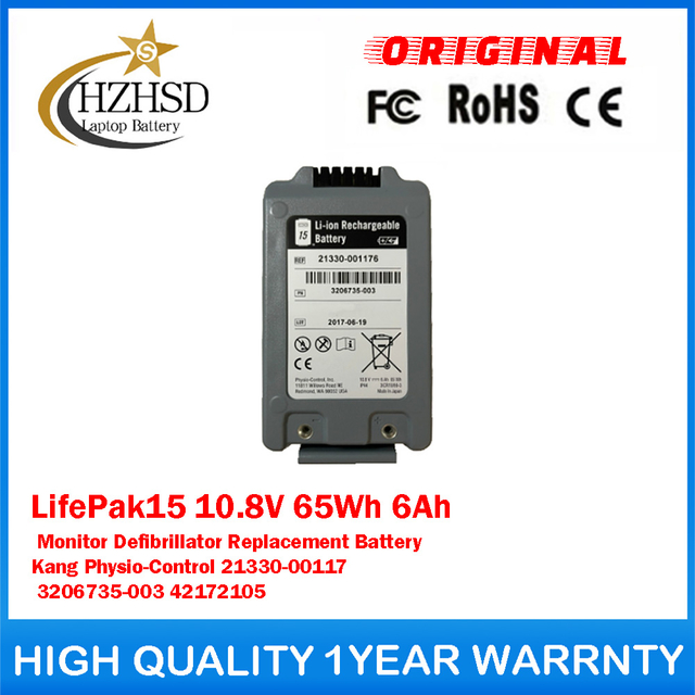 LifePak15 10.8V 65Wh 6Ah Monitor Defibrillator Replacement Battery For Fei Kang Physio-Control 21330-001176 3206735-003 42172105 3ICR19/66-3