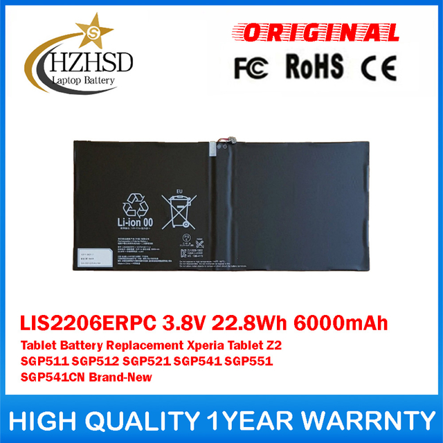 LIS2206ERPC 3.8V 22.8Wh 6000mAh Tablet Battery Replacement For SONY Xperia Tablet Z2 SGP511 SGP512 SGP521 SGP541 SGP551 SGP541CN Brand-New