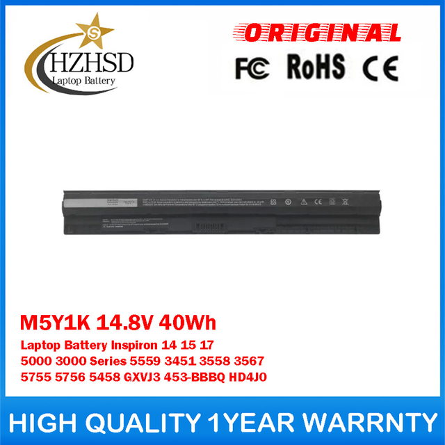 M5Y1K 14.8V 40Wh Genuine Original Laptop Battery For Dell Inspiron 14 15 17 5000 3000 Series 5559 3451 3558 3567 5755 5756 5458 GXVJ3 453-BBBQ HD4J0