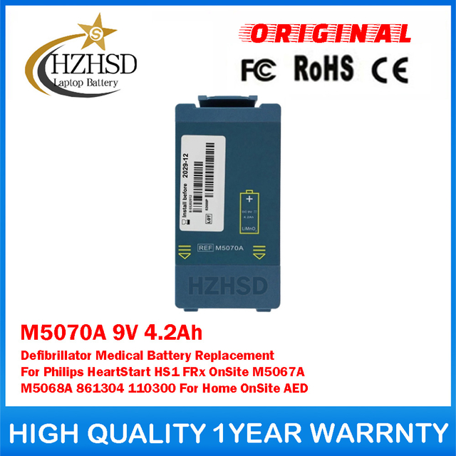 M5070A 9V 4.2Ah Defibrillator Medical Battery Replacement For Philips HeartStart HS1 FRx OnSite M5067A M5068A 861304 110300 For Home OnSite AED