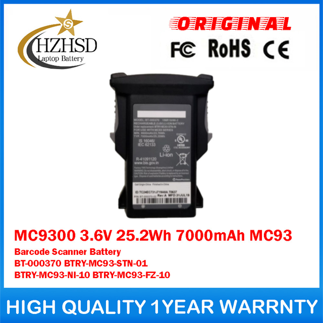 MC9300 3.6V 25.2Wh 7000mAh MC93 Barcode Scanner Battery For ZEBRA BT-000370 BTRY-MC93-STN-01 BTRY-MC93-NI-10 BTRY-MC93-FZ-10