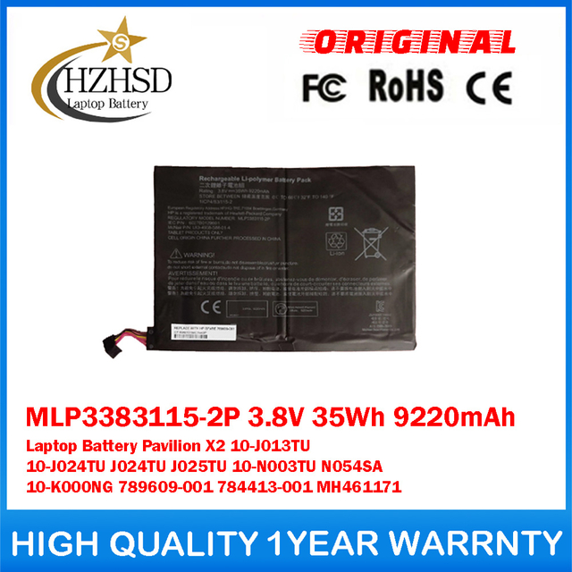 MLP3383115-2P 3.8V 35Wh 9220mAh Genuine Original Laptop Battery For HP Pavilion X2 10-J013TU 10-J024TU J024TU J025TU 10-N003TU N054SA 10-K000NG 789609-001 784413-001 MH461171
