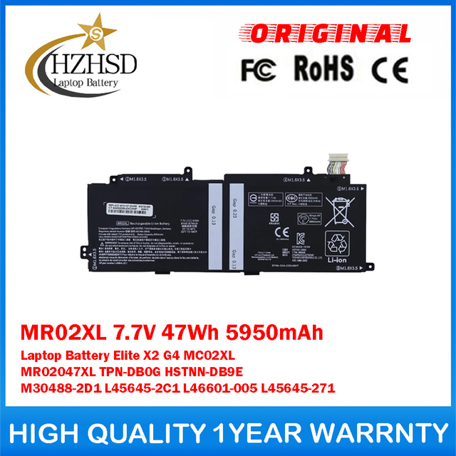 MR02XL 7.7V 47Wh 5950mAh Genuine Original Laptop Battery For HP Elite X2 G4 MC02XL MR02047XL TPN-DB0G HSTNN-DB9E M30488-2D1 L45645-2C1 L46601-005 L45645-271