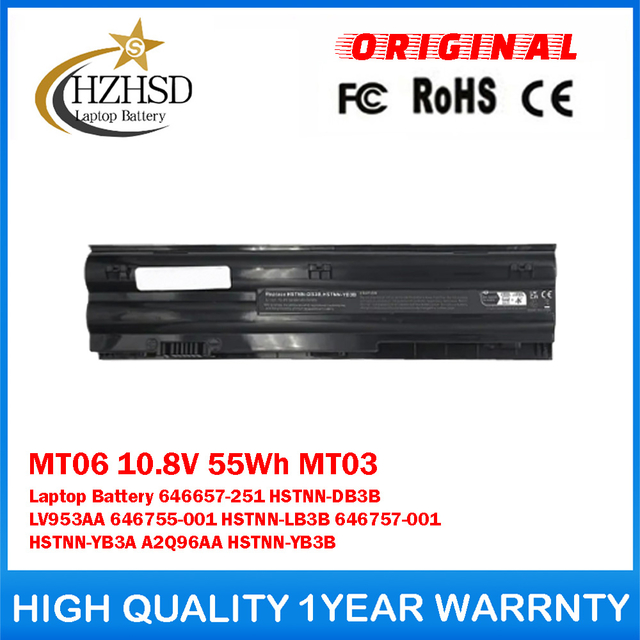 MT06 10.8V 55Wh MT03 Genuine Original Laptop Battery For HP 646657-251 HSTNN-DB3B LV953AA 646755-001 HSTNN-LB3B 646757-001 HSTNN-YB3A A2Q96AA HSTNN-YB3B