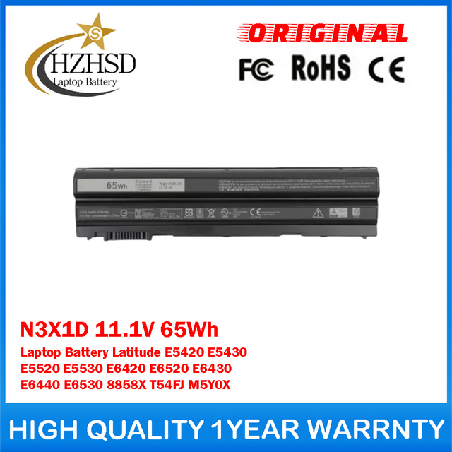 N3X1D 11.1V 65Wh Genuine Original Laptop Battery For DELL Latitude E5420 E5430 E5520 E5530 E6420 E6520 E6430 E6440 E6530 8858X T54FJ M5Y0X
