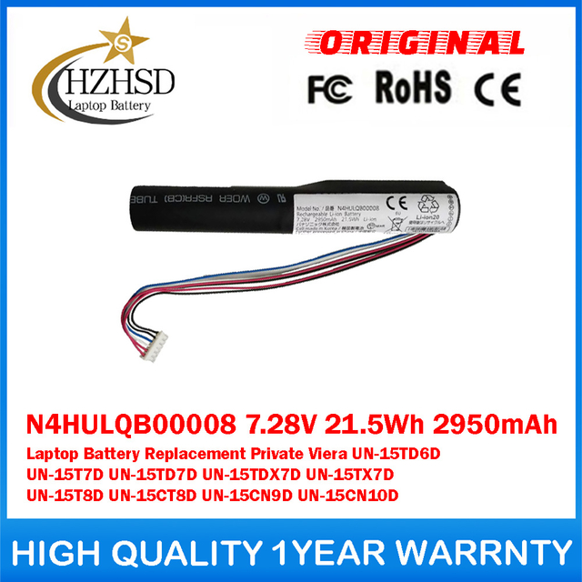 N4HULQB00008 7.28V 21.5Wh 2950mAh Genuine Original Laptop Battery Replacement For Panasonic Private Viera UN-15TD6D UN-15T7D UN-15TD7D UN-15TDX7D UN-15TX7D UN-15T8D UN-15CT8D UN-15CN9D UN-15CN10D