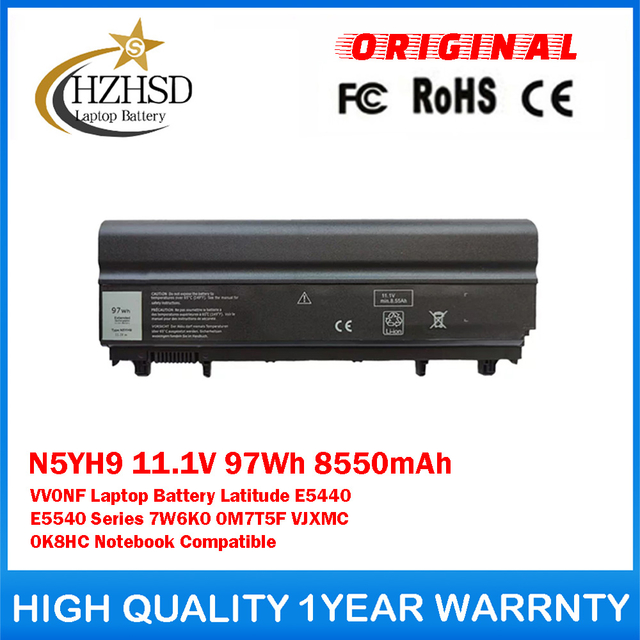 N5YH9 11.1V 97Wh 8550mAh VV0NF Genuine Original Laptop Battery For DELL Latitude E5440 E5540 Series 7W6K0 0M7T5F VJXMC 0K8HC Notebook Compatible