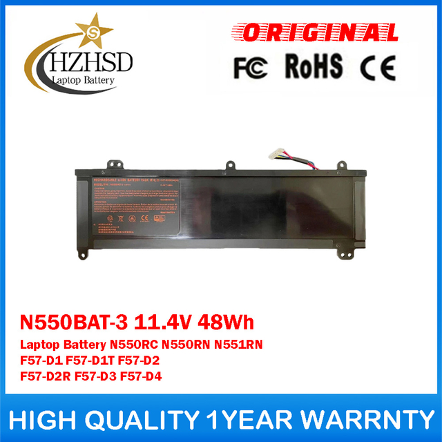 N550BAT-3 11.4V 48Wh Genuine Original Laptop Battery For Clevo N550RC N550RN N551RN For MECHREVO F57-D1 F57-D1T F57-D2 F57-D2R F57-D3 F57-D4