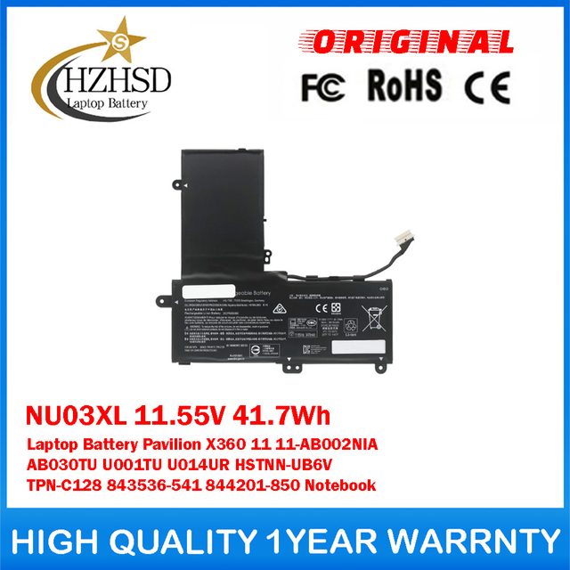 NU03XL 11.55V 41.7Wh Genuine Original Laptop Battery For HP Pavilion X360 11 11-AB002NIA AB030TU U001TU U014UR HSTNN-UB6V TPN-C128 843536-541 844201-850 Notebook