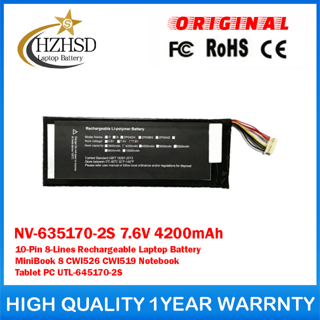 NV-635170-2S 7.6V 4200mAh 10-Pin 8-Lines Rechargeable Laptop Battery For Chuwi MiniBook 8 CWI526 CWI519 UTL-645170-2S Notebook Tablet PC