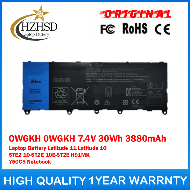 OWGKH 0WGKH 7.4V 30Wh 3880mAh Genuine Original Laptop Battery For DELL Latitude 11 Latitude 10 STE2 10-ST2E 10E-ST2E H91MK Y50C5 Notebook