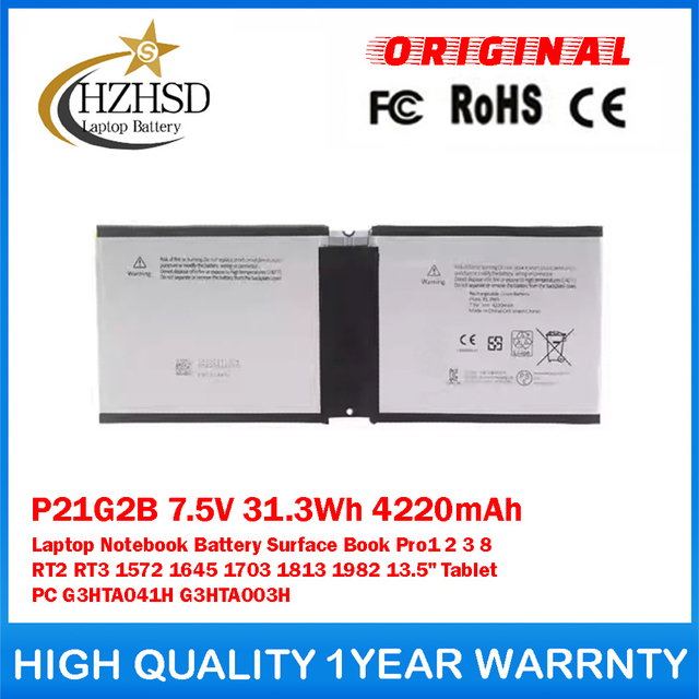 P21G2B 7.5V 31.3Wh 4220mAh Genuine Original Laptop Notebook Battery For Microsoft Surface Book Pro1 2 3 8 RT2 RT3 1572 1645 1703 1813 1982 13.5