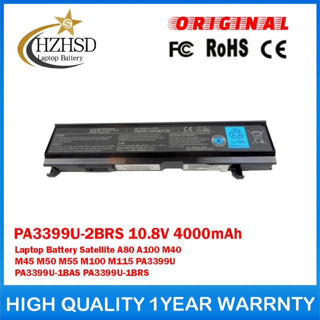 PA3399U-2BRS 10.8V 4000mAh Genuine Original Laptop Battery For Toshiba Satellite A80 A100 M40 M45 M50 M55 M100 M115 PA3399U PA3399U-1BAS PA3399U-1BRS