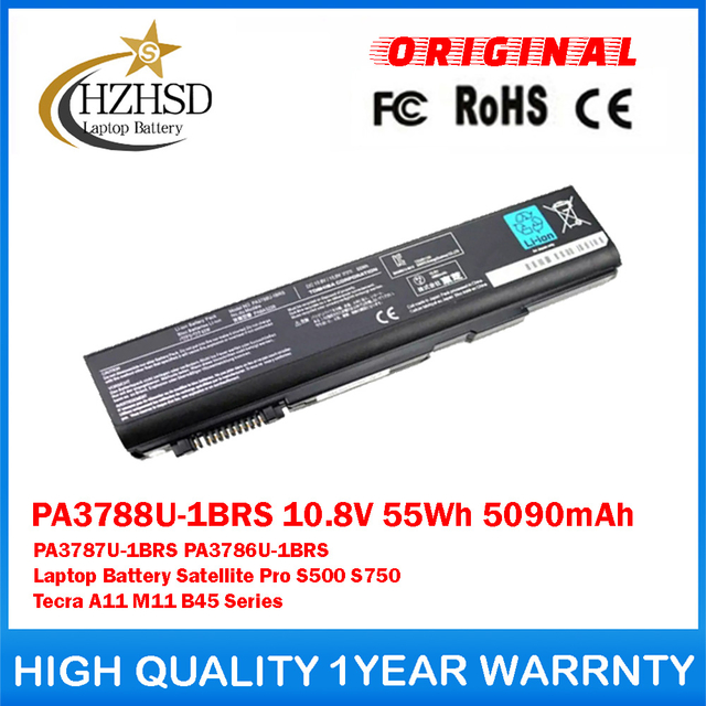 PA3788U-1BRS 10.8V 55Wh 5090mAh PA3787U-1BRS PA3786U-1BRS Genuine Original Laptop Battery For Toshiba Satellite Pro S500 S750 Tecra A11 M11 B45 Series