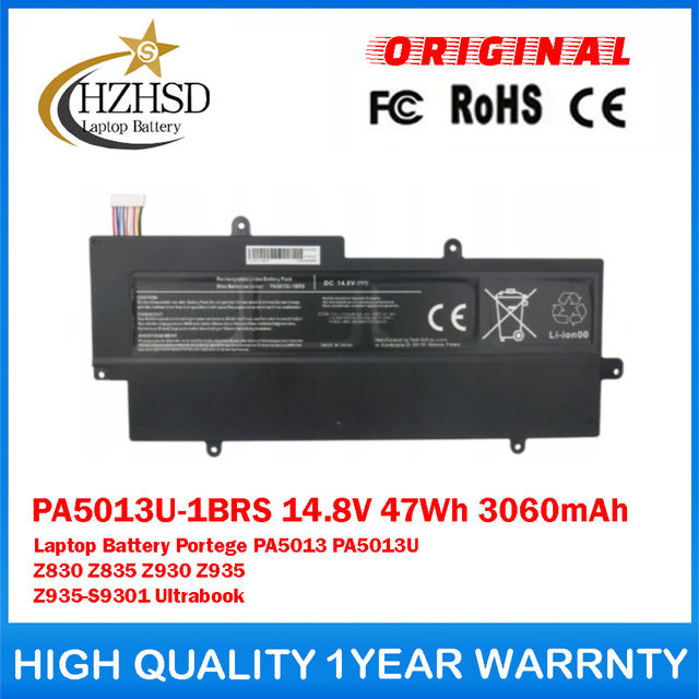 PA5013U-1BRS 14.8V 47Wh 3060mAh Genuine Original Laptop Battery For Toshiba Portege PA5013 PA5013U Z830 Z835 Z930 Z935 Z935-S9301 Ultrabook