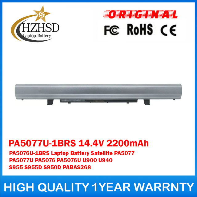 PA5077U-1BRS 14.4V 2200mAh PA5076U-1BRS Genuine Original Laptop Battery For Toshiba Satellite PA5077 PA5077U PA5076 PA5076U U900 U940 S955 S955D S950D PABAS268