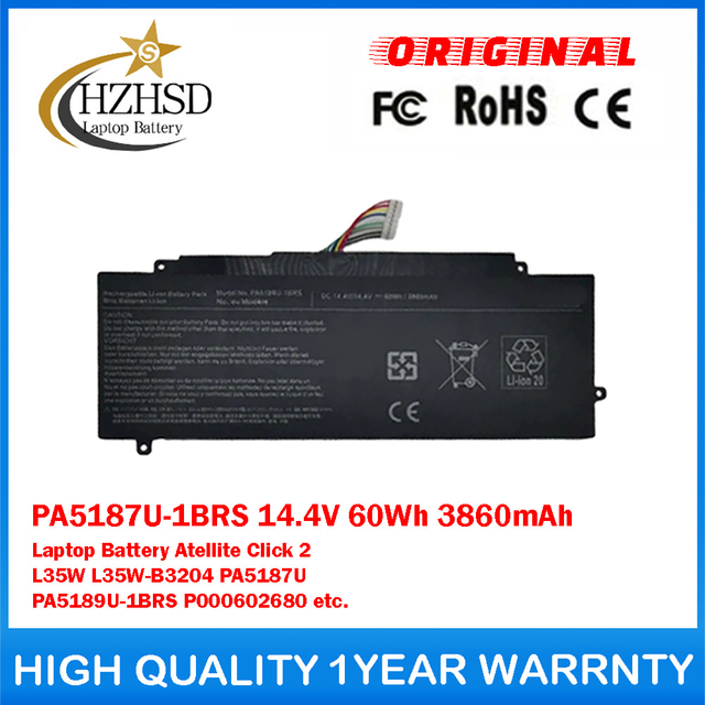 PA5187U-1BRS 14.4V 60Wh 3860mAh Genuine Original Laptop Battery For Toshiba Atellite Click 2 L35W L35W-B3204 PA5187U PA5189U-1BRS P000602680 etc.