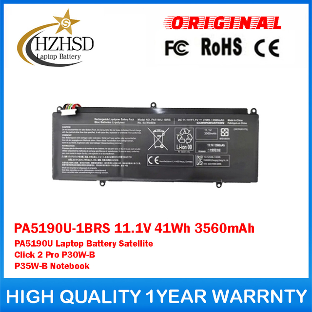 PA5190U-1BRS 11.1V 41Wh 3560mAh PA5190U Genuine Original Laptop Battery For Toshiba Satellite Click 2 Pro P30W-B P35W-B Notebook