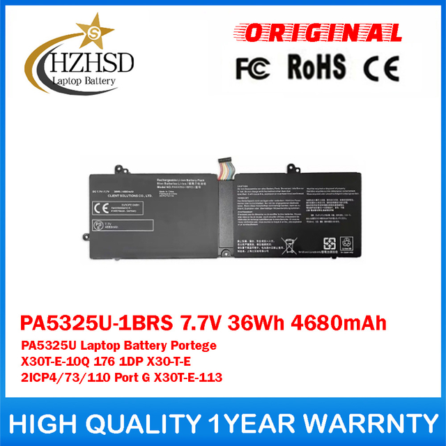 PA5325U-1BRS 7.7V 36Wh 4680mAh PA5325U Genuine Original Laptop Battery For Toshiba Portege X30T-E-10Q 176 1DP X30-T-E 2ICP4/73/110 Port G X30T-E-113