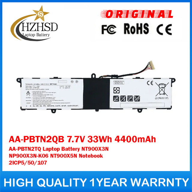 AA-PBTN2QB 7.7V 33Wh 4400mAh AA-PBTN2TQ Genuine Original Laptop Battery For Samsung NT900X3N NP900X3N-K06 NT900X5N Notebook 2ICP5/50/107