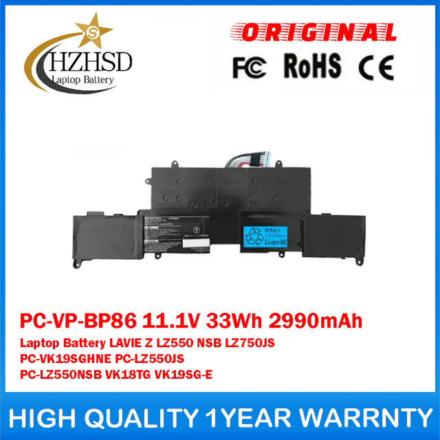 PC-VP-BP86 11.1V 33Wh 2990mAh Genuine Original Laptop Battery For NEC LAVIE Z LZ550 NSB LZ750JS PC-VK19SGHNE PC-LZ550JS PC-LZ550NSB VK18TG VK19SG-E