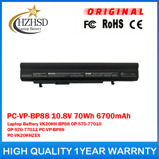 PC-VP-BP88 10.8V 70Wh 6700mAh Genuine Original Laptop Battery For NEC VersaPro VK20HH BP88 OP-570-77010 OP-570-77011 PC-VP-BP89 PC-VK20HHZEX