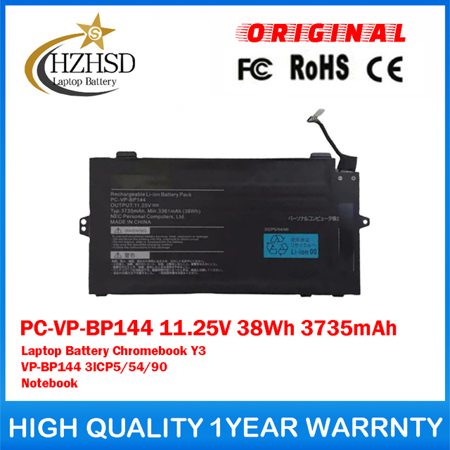 PC-VP-BP144 11.25V 38Wh 3735mAh Genuine Original Laptop Battery For NEC Chromebook Y3 VP-BP144 3ICP5/54/90 Notebook