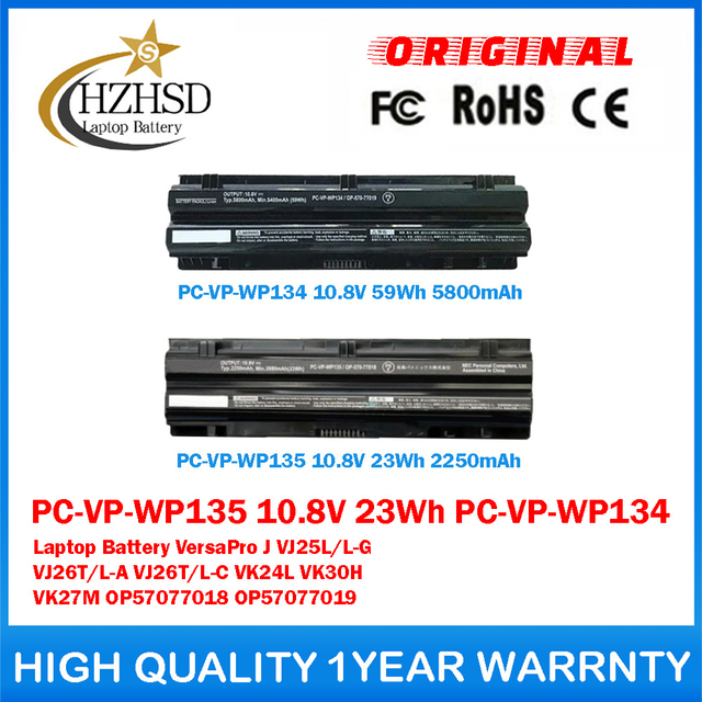 PC-VP-WP135 10.8V 23Wh PC-VP-WP134 Genuine Original Laptop Battery For NEC VersaPro J VJ25L/L-G VJ26T/L-A VJ26T/L-C VK24L VK30H VK27M OP57077018 OP57077019