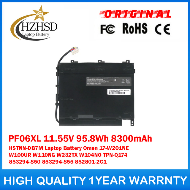 PF06XL 11.55V 95.8Wh 8300mAh HSTNN-DB7M Genuine Original Laptop Battery For HP Omen 17-W201NE W100UR W110NG W232TX W104NO TPN-Q174 853294-850 853294-855 852801-2C1