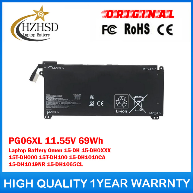 PG06XL 11.55V 69Wh Genuine Original Laptop Battery For HP Omen 15-DH 15-DH0XXX 15T-DH000 15T-DH100 15-DH1010CA 15-DH1019NR 15-DH1065CL