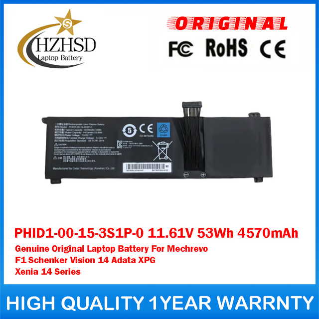 PHID1-00-15-3S1P-0 11.61V 53Wh 4570mAh Genuine Original Laptop Battery For Mechrevo F1 Schenker Vision 14 Adata XPG Xenia 14 Series