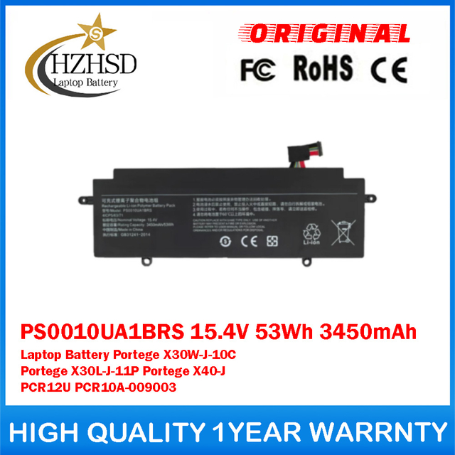 PS0010UA1BRS 15.4V 53Wh 3450mAh Genuine Original Laptop Battery For Toshiba Portege X30W-J-10C Portege X30L-J-11P Portege X40-J PCR12U PCR10A-009003