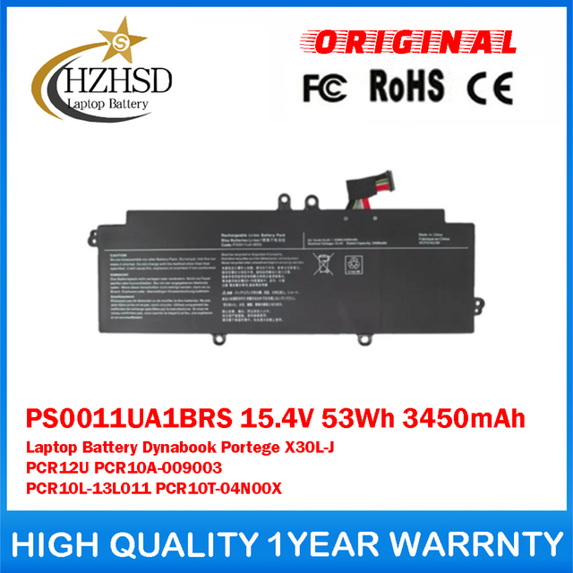 PS0011UA1BRS 15.4V 53Wh 3450mAh Genuine Original Laptop Battery For Toshiba Dynabook Portege X30L-J PCR12U PCR10A-009003 PCR10L-13L011 PCR10T-04N00X