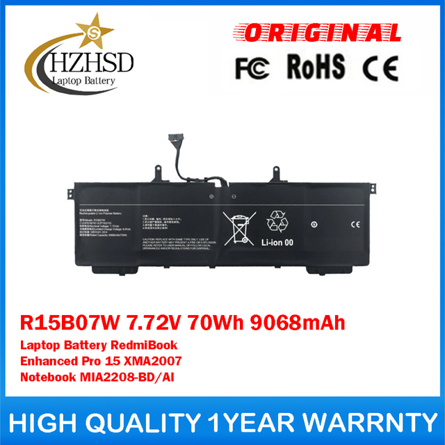 R15B07W 7.72V 70Wh 9068mAh Genuine Original Laptop Battery For Xiaomi RedmiBook Enhanced Pro 15 XMA2007 Notebook MIA2208-BD/AI