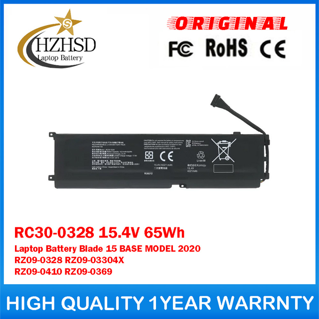 RC30-0328 15.4V 65Wh Genuine Original Laptop Battery For Razer Blade 15 BASE MODEL 2020 RZ09-0328 RZ09-03304X RZ09-0410 RZ09-0369